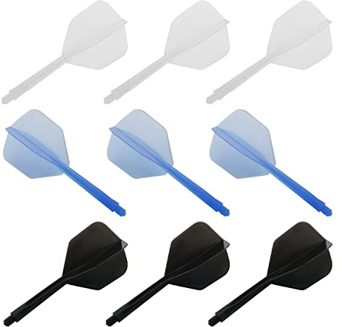 DGHAOP Integrated Dart Flight and Shafts 9PCS Nylon Plastic Integrated Dart Shaft and Flights Tip Darts Set White Black and Blue