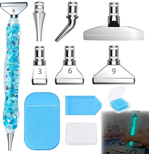 Diamond Painting Stifte Diy 5D Diamant Malerei Stift Kits und Werkzeuge Kunstharz-Diamant-Malstift für Erwachsene Und Kinder Kunst Handwerk Mit 6 Stücke Ersatz Stiftköpfe für Diamantmalerei