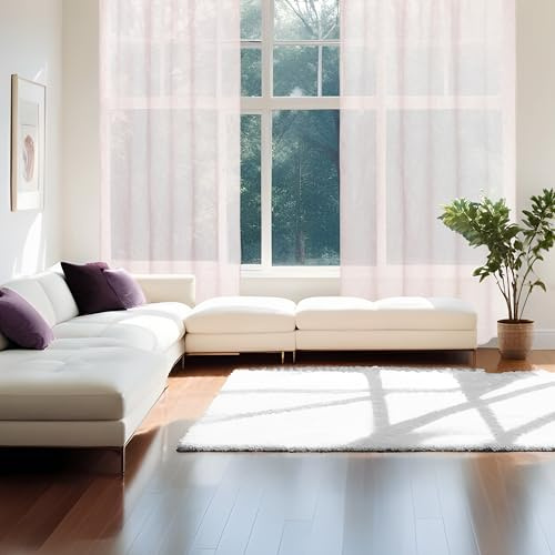 Blindecor | Cortina Semitranslúcida Crepe | Fácil Colocación con Elegantes Lazos | Medidas de 140x260 cm | Cortina Moderna para Salón y Dormitorio | Modelo Sumire Lazos | Color Rosa
