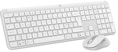 Logitech MK950 Signature Slim, teclado y ratón inalámbricos, diseño elegante, escritura y clics discretos,uso alternante de 3 dispositivos, Bluetooth, multisistema operativo, para Windows, Mac, Blanco