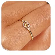 AIBELOPY 925 Sterling Silver Heart Infinity Knot Rings for Women Girls Mother Daughter Friendship Ring 14K Gold Plated CZ Promise Rings for Her Valentines Jewelry Birthday Mothers Day Gifts (Gold,8)