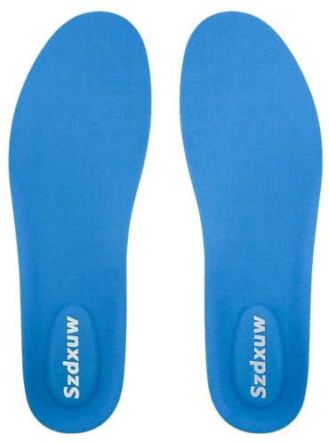 Szdxuw Innersulor i minnesskum med bågestöd för kvinnor och män – dämpning och andas, mjuka inlägg, komfort skoinlägg för sport, stövlar, sneakers, vandringsskor, blå, stor