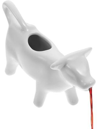 Milk Creamer Coffee Syrup Jar Server Sauce Pitcher with Handle | White Creamer Jar | Cow Shaped Creamer Pitcher - Milk Jug Ceramic Cow | Cow Figurines Gravy Boat