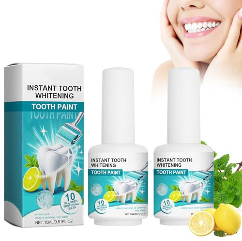 2 Pezzi Vernice Per Denti,Gel Sbiancante per Denti,Vernice Sbiancante Istantanea per Denti,Sbiancante Istantaneo,Gel Per Denti Delicato per Denti Sensibili,Rimuove Le Macchie Dentali