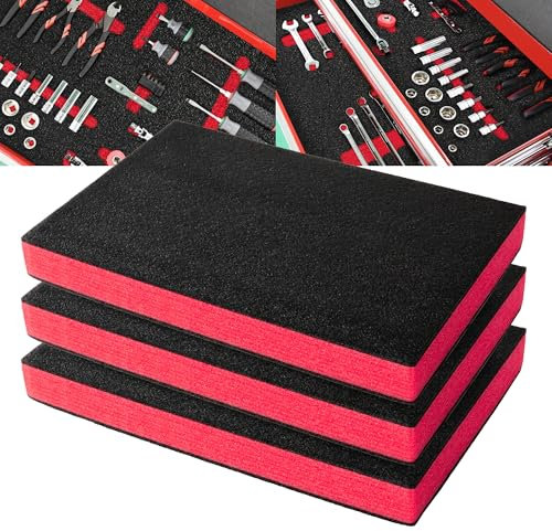 Espuma para Caja de Herramientas Shadow - Insertos Negro/Rojo (45,7 x 30,4 x 5 cm, Paquete de 3)