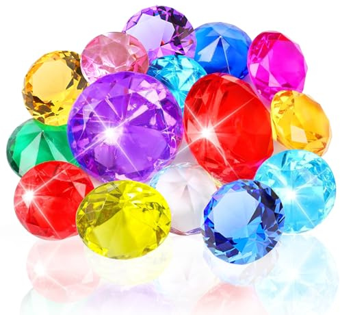 Subacquea Gemme Giocattolo,15 Pezzi 4cm Gemme Colorate,Giocattolo Diamanti per Bambini,Gemme Giocattoli da Immersione,Immersioni per Nuoto Gemme per Giochi Di Ricerca Del Tesoro Subacquea (15PCS)