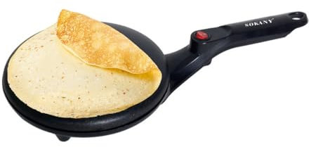 SOKANY Crepes Maker, Elektrischer Crêpes-Maker mit Cool-Touch-Griff, Antihaftbeschichtung, Temperatur-Automatik, 20cm Durchmesser Crepesmaker, Für Crepes, Pancakes und Taccos (Schwarz)