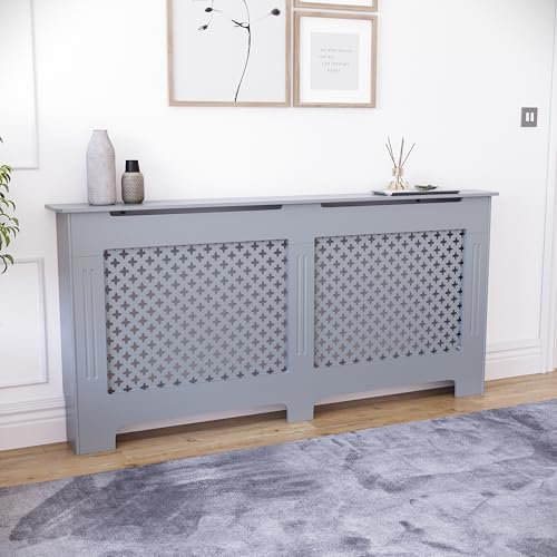 Vida Designs Oxford - Cubierta Extragrande para radiador, Color Gris Oscuro, Moderno Armario de calefacción, fácil de Instalar, Ideal para Sala de Estar, Pasillo o baño
