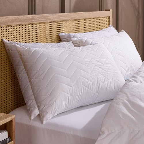 Snuggledown Rebound Quilted Pillows 4 Pack - Hotel Quality Firm Support Luxury Pillows for Back & Side Sleepers | Bounce-Back Comfort, UK-Made, Non-Allergenic (48 x 74cm)