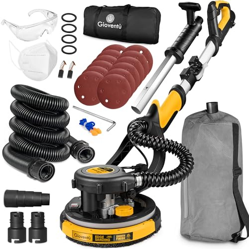 Electric Drywall Sander, High Power Drywall Sander with Vacuum Dust Collector, 7 Variable Speed 900-1800RPM, Extendable Handle, Ceiling Sanders for Dry Wall, Wood Floor etc