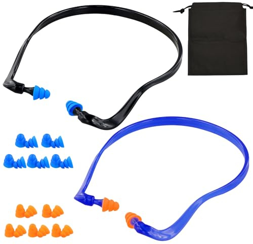 2 paia di tappi per le orecchie con 10 tappi di ricambio in silicone riutilizzabili e 1 custodia impermeabile in Oxford nera, tappi per le orecchie insonorizzati per protezione dell'udito e riduzione