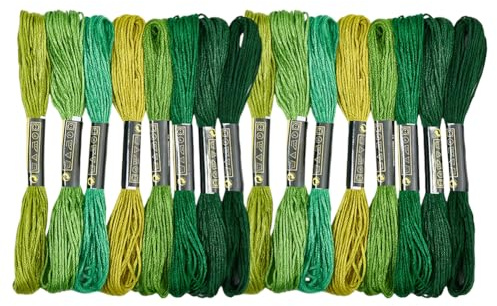 BEAMARKER 16 nystan grön bomull brodertråd 7,5 trådar 6 m för korsstygn vänskapsarmband kreativ fritid sömnad handarbete stickning armband tillverkning