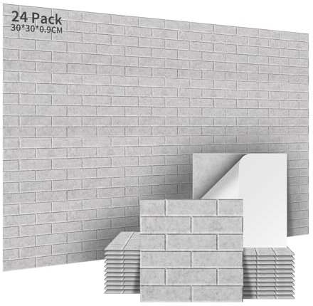 AsmeSonic Paneles Acústicos Autoadhesivos 24 Piezas, 30x30x0.9cm Paneles Acústicos Decorativos, Tratamiento Acústico y Decoración Pared para Estudio Grabación, Deko Gaming, Estudio, Plata