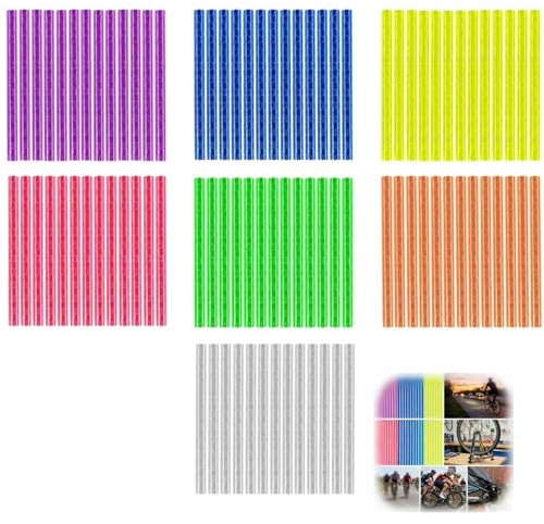 Vauki 84 riflettori colorati per raggi per bicicletta – 360° visibilità circolare per bicicletta, 7 colori riflettenti per raggi per bicicletta, durevoli e impermeabili per tutti i tipi di biciclette