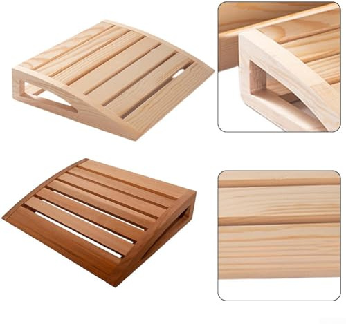 Poggiatesta per sauna in legno con finitura naturale con profilo ergonomico per mantenere l'allineamento neutro della colonna vertebrale mentre si è reclinati in sauna (B)