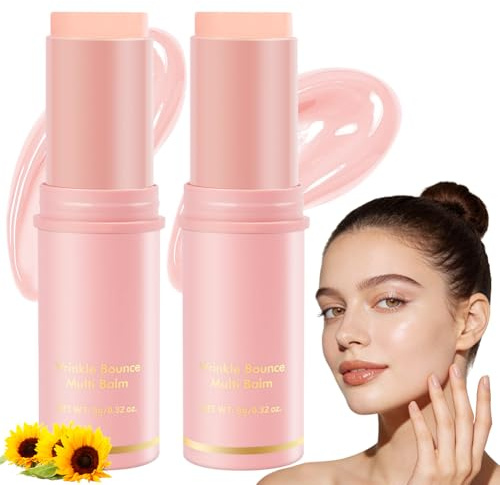 Aomig Barra de Bálsamo Multiusos Hidratante Wrinkle Bounce, 2pcs 9g/0.32 oz. Barra Hidratante de ColáGeno, Wrinkle Moisturizing Balm, Apto para Ojos, Cuello y Rostro