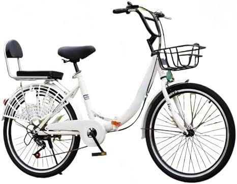 NIUSABOU Faltbares Fahrrad für Erwachsene mit Faltrad aus Kohlenstoffstahl, Mehrfarbig, 20–26 Zoll(White,26)