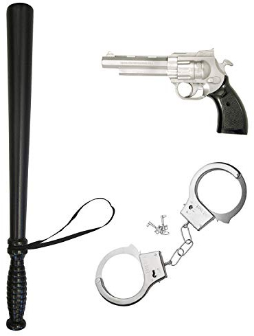 COM-FOUR® 3-pièces Ensemble d'accessoires pour costumes Police - tenue et accessoires idéaux pour carnaval, Halloween (03 pièces - set de police 2)