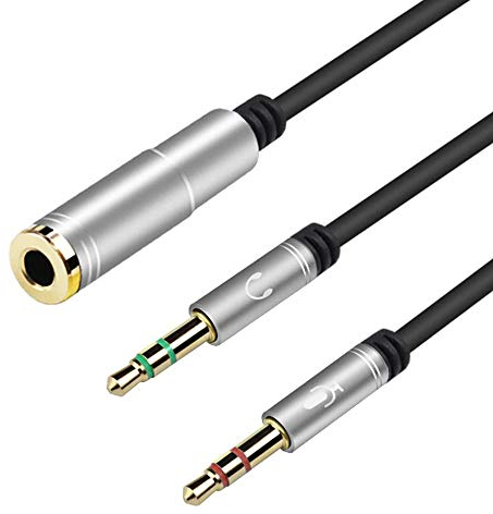 EasyULT 3,5 mm Adaptateur Jack, 3.5mm Femelle vers 2 Double Male Jack Audio Cable Splitter Adaptateur, Micro Audio Y Câble Séparateur(Argent)