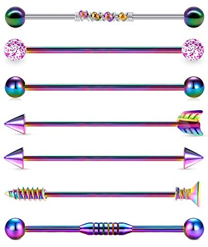 Briana Williams 6-7 pièces Barre Industrielle 14G Acier Chirurgical 38mm Cartilage Boucle d'oreille échafaudage Piercing Bijoux