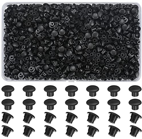 800 Pcs 5mm Drill Hole Cover Caps, Plastic Hole Plugs, Round Button Plugs Screw Hole Caps Covers, Drilling Cover Plugs for Furniture Kitchen Cabinet Cupboard Shelves Wardrobe Bookcase - Black