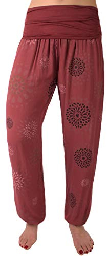 stylx Damen Sommerhose Pumphose Haremshose Größe 36/38 bis 48/50 mit Blumenmuster Flower Leichte (as3, Numeric, Numeric_48, Numeric_50, Regular, Regular, Bordeauxrot)