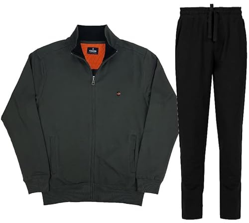 Coveri Tuta Uomo Completa con Cerniera Zip Cotone Garzata Leggera Estiva M L XL XXL 3XL (XL - Grigio)