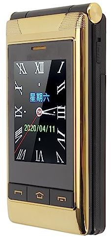Flip Mobiltelefon för Seniorer, 2G Flip telefon, HD skärm med Dubbla Skärmar, Stora Knappar, 5900mAh Batteri, Dubbla SIM kortplatser, Olåst Senior Mobiltelefon (Guld)