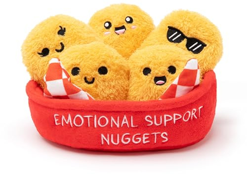 Emotional Support Nuggets by Relatable, Easter Plush Cuddly Stuffed Animals and Toys, Cute Easter Basket Stuffers, Non Candy Easter Gift Basket Ideas, Includes 5 Plushies with Carrying Basket