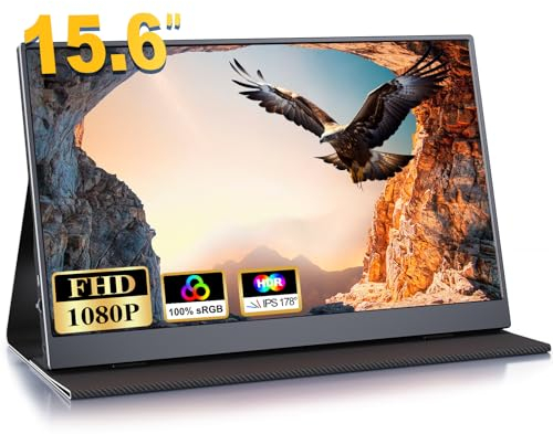 COOLHOOD Portable Monitor, 15.6 Zoll Tragbarer Monitor IPS HDR, Mobiler Bildschirm 1080P FHD, Mini HDMI/USB C, für Laptop, Xbox, PC, PS5