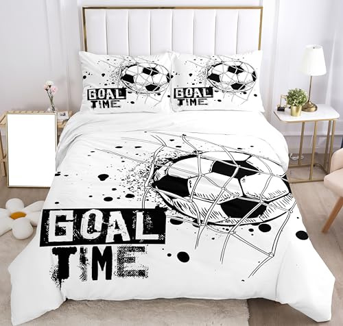SHUAIG Housse de Couette,Football pour 3D Printing | Housse de Couette Football,Printing Football Moteur Microfibre Couverture de lit Ensemble (Style 1, 135x200cm)
