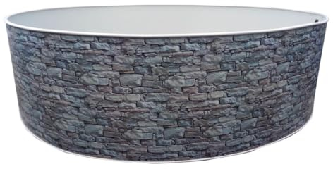 poolomio® Stahlwandpool rund 360 x 120 cm Steinoptik | Robuster Gartenpool als Aufstellbecken oder Einbaupool | Aufstellpool Komplettset mit Innenfolie 0,5 mm, Skimmer & Einlaufdüse