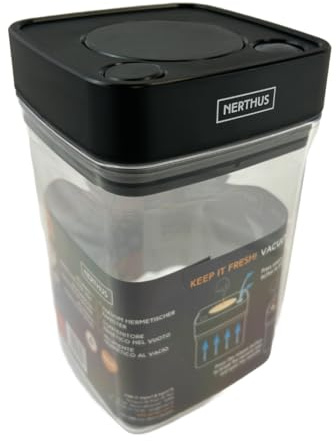 NERTHUS FIH 1389 Barattolo ermetico al vuoto da 900 ml – Base quadrata, perfetto per conservare gli alimenti e mantenere la sua freschezza