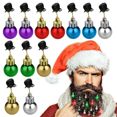 24 palline per barba e capelli, ornamenti natalizi per barba, multicolore