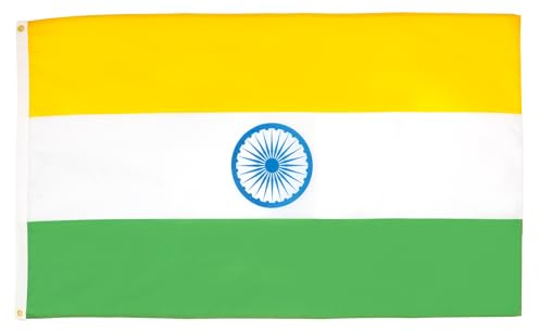 AZ FLAG Lote de 5 banderas indias – 90 x 60 cm – Bandera india 100% poliéster con ojales metálicos integrados