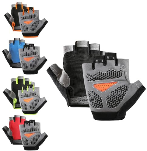 GWAWG Half Finger Cycling Gloves Thickened Anti Slip Padded Fingerless Mountain Bike Gloves for Men Women Climbing Riding Fitness (Black)