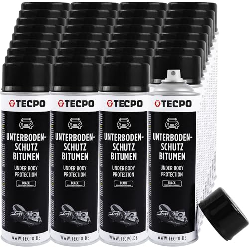 TECPO Protezione per sottoscocca bitume, 36 x 500 ml, nero, protezione contro pietrisco, protezione contro pietrisco, ruggine, sostanze chimiche con effetto anti-rombo