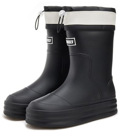 2026 - Zapatos de lluvia para mujer, uso exterior, cien arnés, boca acolchada, parte inferior gruesa, cómodas, antideslizantes, resistentes al desgaste, botas de goma para cocina, Black, 39 EU