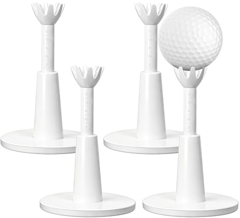 BORDEAG Tees De Golf Réglables, 4 Pièces Tees De Golf en Caoutchouc, Hauteur 5,3-7,3 Cm Tees D'entraînement De Golf, Tees De Golf Für Practice Et Entraînement Intérieur Extérieur, Multicolore
