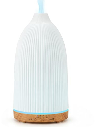 AESHORY Diffusore di Oli Essenziali, 100ml Ultrasuoni Umidificatore Ambiente per Aromaterapia Yoga, Diffusore di Aromi con Luce Notturna LED Giallo Caldo, Spegnimento automatico, Regali per Casa Nuova