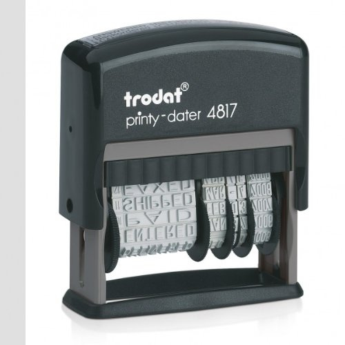 Trodat Printy 4817 - Timbro con lettere e dati, 12 messaggi preimpostati, colore non impregnato