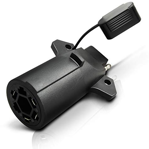 OPT7 7 Pin to 4 Pin Trailer Adapter w/Secure Tab, 7 Way Blade to 4 Way Flat Trailer Light Connector for Pickup Truck Trailer Tow Hitch, 3.75 Long x 1.75 Diameter