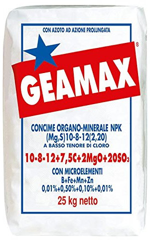 GEAMAX - Concime Organo Minerale NPK 25 kg - Unico concime con 4 Forme di azoto