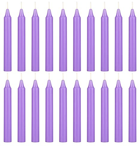 Mega Candles 20 pcs Unscented Lavender Exquisite Mini Taper Spell Candles, 4 Inch Tall x 1/2 Inch Diameter, Magic Chimes, Enchantment, Casting Rituals, Witchcraft, Wiccan, Altar, Metaphysical