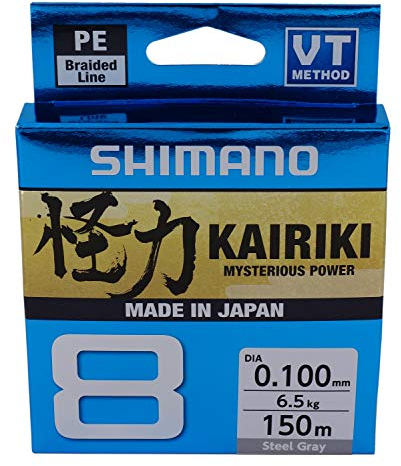 SHIMANO Kairiki 8, 150 Meter, Hellgrau, 0.060mm/5.3kg, 8fach Geflochtene Angelschnur, 59WPLA58R10