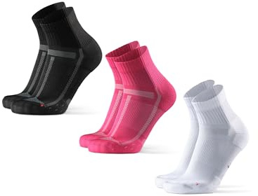 DANISH ENDURANCE 3 Pack Running Socks for Long Distances, Quarter, Men & Women, Multicolor (1x Black, 1x Pink, 1x White), US Women 8-10 // US Men 6.5-8.5