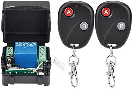 Demeras Interruptor de Control Remoto RF inalámbrico Inteligente Módulo de relé DC12V Motor RF Interruptor de Control Remoto transmisor Receptor(con 2 mandos a Distancia)