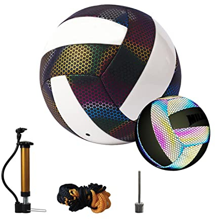 Gereton Holographic Reflective Volleyball - Light Up Volleyball Size 5 In The Dark Sport Ball Game For Indoor Outdoor Night Game, Training