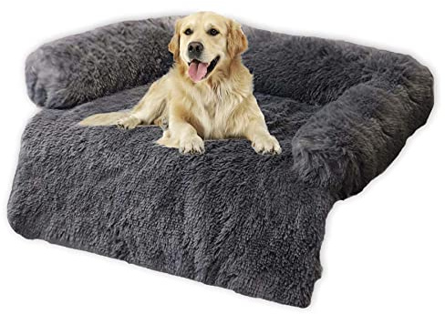 PHANHAN Lit Comfy pour Chien, Couverture en Peluche, Tapis Chat Antidérapant, Canape Doux et Chaud, Panier Lavable pour Chiens Moyens et Grands