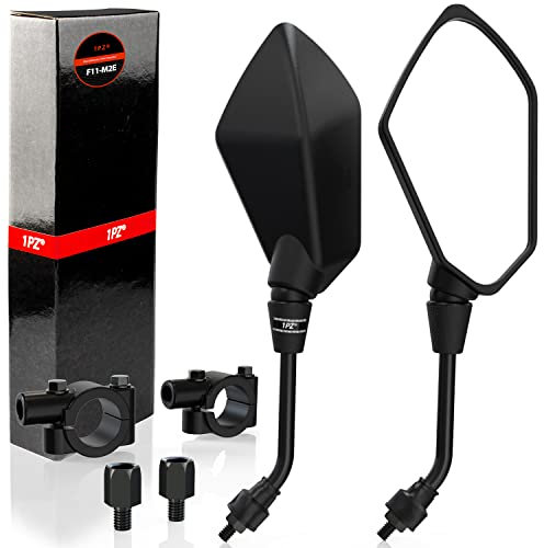 1PZ F11-M2E Rétroviseurs moto réglable 360° rotatif universel avec support 7/8 22mm guidon, Rétroviseur vélo Rétroviseur quad pour Scooter ATV Dirt Bike Cyclomoteur